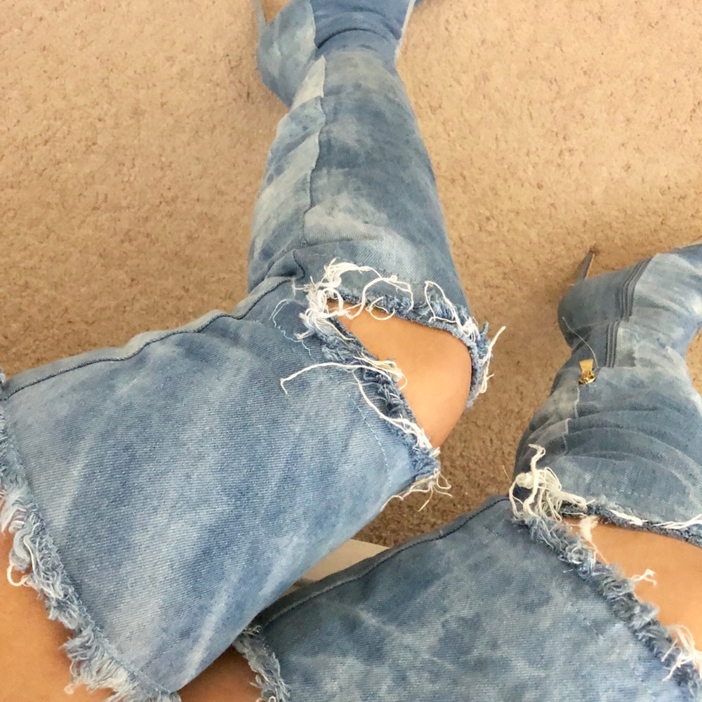 Long jean boots